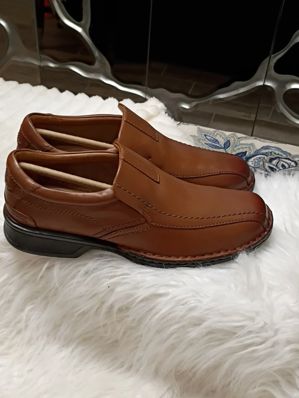 New Clarks Escalade Step Brown Leather Slip-On Comfort Loafers Men's 7M